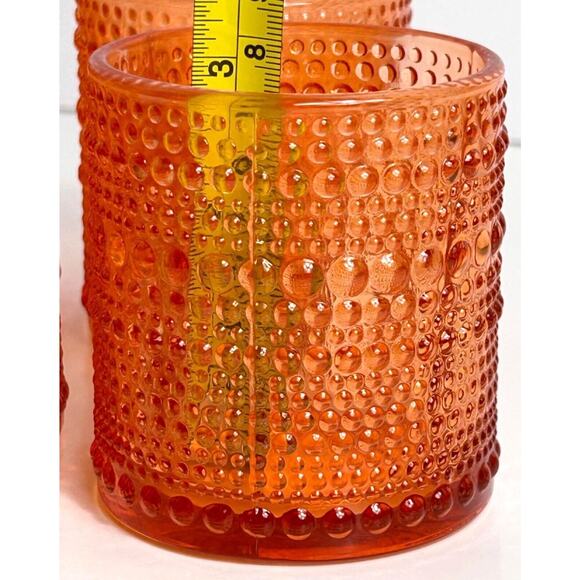 Set Of 4 Vintage Amber Bubble Glass Votive Candle Holders Cups - Picture 6 of 8